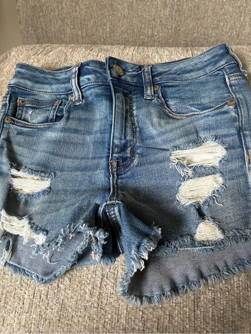 American Eagle Outfitters Distressed Light Blue Denim Jean Shorts